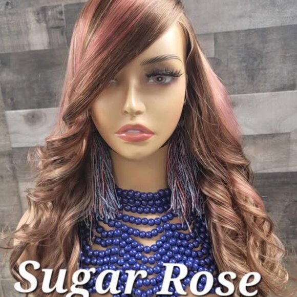 26 inch pink brown and honey blonde colored wig